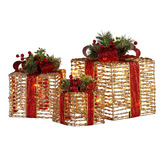Enchanted &amp; Evergreen 3 Piece Olle LED Christmas Present Ornament Set