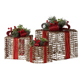 Enchanted &amp; Evergreen 3 Piece Olle LED Christmas Present Ornament Set