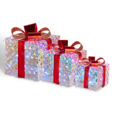 Enchanted &amp; Evergreen 3 Piece Cory LED Christmas Present Ornament Set