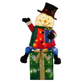 Enchanted &amp; Evergreen Jolly Snowman on Present LED Christmas Decoration
