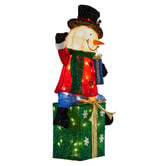 Enchanted &amp; Evergreen Jolly Snowman on Present LED Christmas Decoration