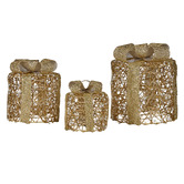 Enchanted &amp; Evergreen 3 Piece Willow LED Christmas Present Ornament Set
