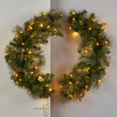 Enchanted &amp; Evergreen Salem Glitter LED Split Christmas Wreath