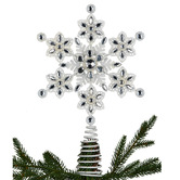 Enchanted &amp; Evergreen White Jewelled Snowflake Christmas Tree Topper