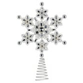 Enchanted &amp; Evergreen White Jewelled Snowflake Christmas Tree Topper