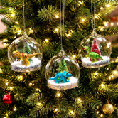 Enchanted &amp; Evergreen 3 Piece Auro Dome with Dinosaur Hanging Ornament Set