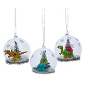 Enchanted &amp; Evergreen 3 Piece Auro Dome with Dinosaur Hanging Ornament Set