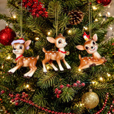 Enchanted &amp; Evergreen 3 Piece Serene Reindeer Hanging Ornament Set