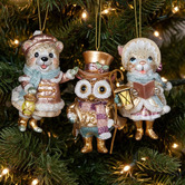 Enchanted &amp; Evergreen 3 Piece Lumina Victorian Animal Hanging Ornament Set