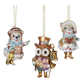 Enchanted &amp; Evergreen 3 Piece Lumina Victorian Animal Hanging Ornament Set