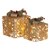 Enchanted &amp; Evergreen 2 Piece Pale LED Gift Box Christmas Ornament