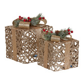 Enchanted &amp; Evergreen 2 Piece Pale LED Gift Box Christmas Ornament