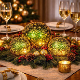 Enchanted &amp; Evergreen 3 Piece Linden LED Glass Spheres Christmas Ornament