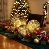 Enchanted &amp; Evergreen 3 Piece Linden LED Glass Spheres Christmas Ornament