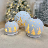 Enchanted &amp; Evergreen 3 Piece Snow White LED Spheres Christmas Ornament Set