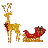 Enchanted &amp; Evergreen Napa Reindeer with Sleigh LED Christmas Decoration