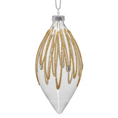 Enchanted &amp; Evergreen Gold Bejewelled Teardrop Glass Baubles