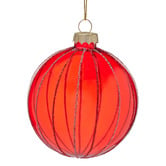 Enchanted &amp; Evergreen Pink &amp; Red Glitter Striped Glass Baubles