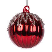 Enchanted &amp; Evergreen Red Ice Drip Glass Baubles