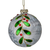 Enchanted &amp; Evergreen Bejewelled Leaf &amp; Berry Glass Baubles