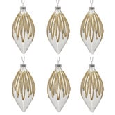 Enchanted &amp; Evergreen Gold Bejewelled Teardrop Glass Baubles