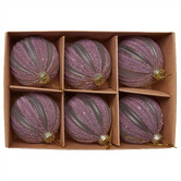 Enchanted &amp; Evergreen Pink &amp; White Striped Glass Baubles