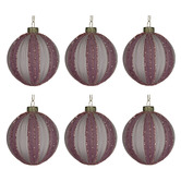 Enchanted &amp; Evergreen Pink &amp; White Striped Glass Baubles