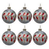 Enchanted &amp; Evergreen Red Bejewelled Glass Baubles