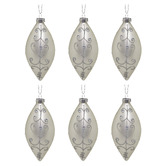 Enchanted &amp; Evergreen Silver Bejewelled Teardrop Glass Baubles