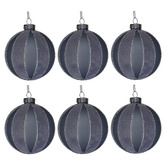 Enchanted &amp; Evergreen Grey Striped Glass Baubles