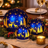 Enchanted &amp; Evergreen 3 Piece Silva Rotating Spheres Christmas Ornament Set