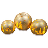 Enchanted &amp; Evergreen 3 Piece Silva Rotating Spheres Christmas Ornament Set