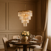 Retro Glow Bonfield Crystal Tiered 6 Light Chandelier