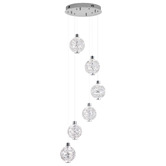 Retro Glow Bridget Iron &amp; Crystal LED 6 Light Pendant