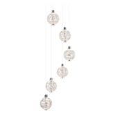 Retro Glow Bridget Iron &amp; Crystal LED 6 Light Pendant