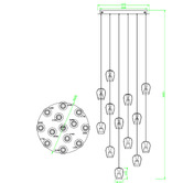 Retro Glow Betsy Iron &amp; Glass LED 13 Light Pendant