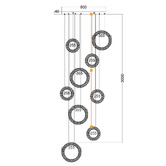 Retro Glow Natalie Iron &amp; Crystal LED 9 Light Pendant