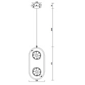 Retro Glow Ashlea Iron &amp; Crystal LED 2 Light Pendant