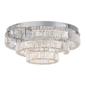 Retro Glow Brio Iron &amp; Crystal LED Round Flush Mount Ceiling Light