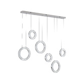 Retro Glow Jonah Iron &amp; Crystal LED 6 Light Pendant