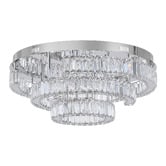 Retro Glow Brio Iron &amp; Crystal LED Round Flush Mount Ceiling Light