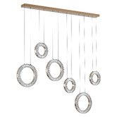 Retro Glow Jonah Iron &amp; Crystal LED 6 Light Pendant