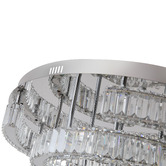 Retro Glow Brio Iron &amp; Crystal LED Round Flush Mount Ceiling Light