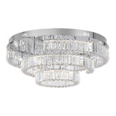 Retro Glow Brio Iron &amp; Crystal LED Round Flush Mount Ceiling Light
