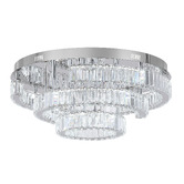 Retro Glow Brio Iron &amp; Crystal LED Round Flush Mount Ceiling Light