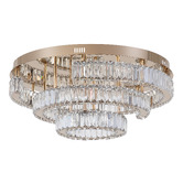 Retro Glow Brio Iron &amp; Crystal LED Round Flush Mount Ceiling Light