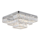 Retro Glow Brio Iron &amp; Crystal Square LED Flush Mount Ceiling Light