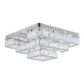 Retro Glow Brio Iron &amp; Crystal Square LED Flush Mount Ceiling Light