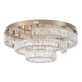 Retro Glow Brio Iron &amp; Crystal LED Round Flush Mount Ceiling Light