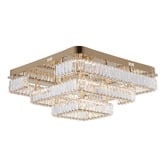 Retro Glow Brio Iron &amp; Crystal Square LED Flush Mount Ceiling Light